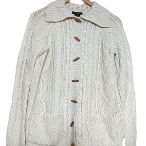 Vintage wool blend Eddie Bauer cable-knit cardigan sweater